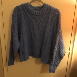 Aerie powder blue cable sweater